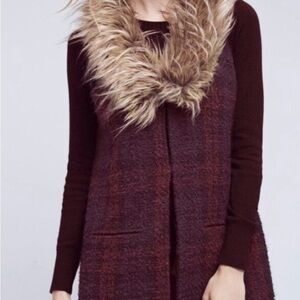 Anthropologie Sanctuary Yannah Plaid Vest Faux Fur Collar